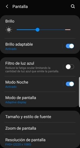 Modo oscuro de Android en Samsung