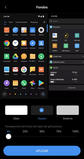 Modo oscuro de Android en Xiaomi