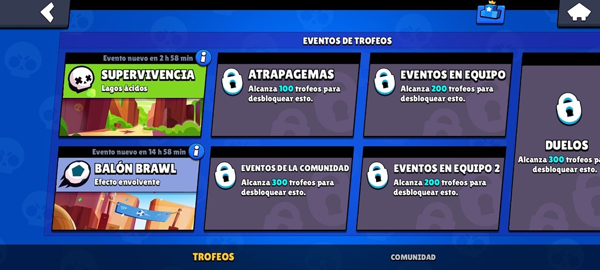 Modos de juego disponibles en una partida de Brawl Stars