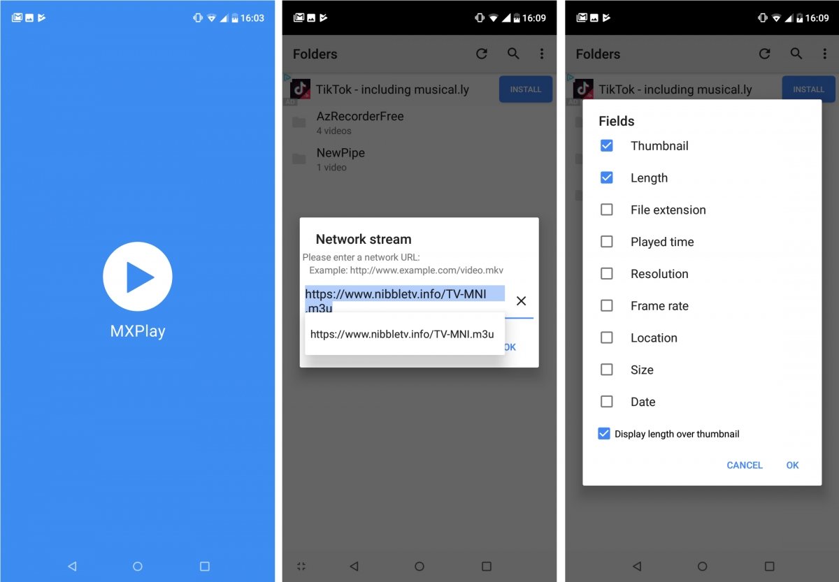 MX Player requiere de listas de canales importadas
