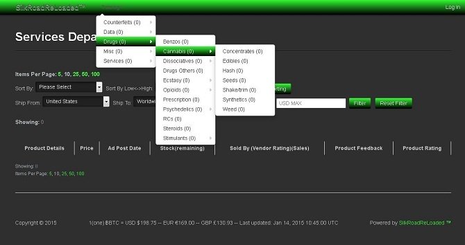 Ningún producto en venta en Silk Road Reloaded