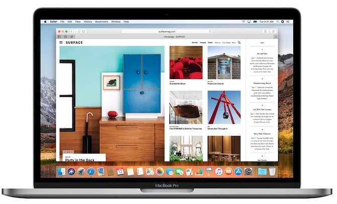 Apariencia de Safari en un ordenador Mac
