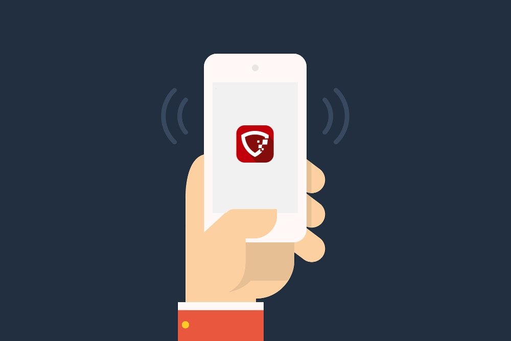 Gráfico de un móvil con el logotipo de Ciberprotector