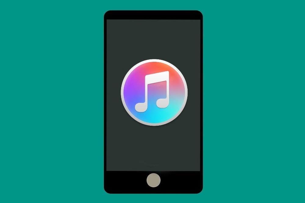 Logotipo de iTunes en una ilustración de un móvil Android