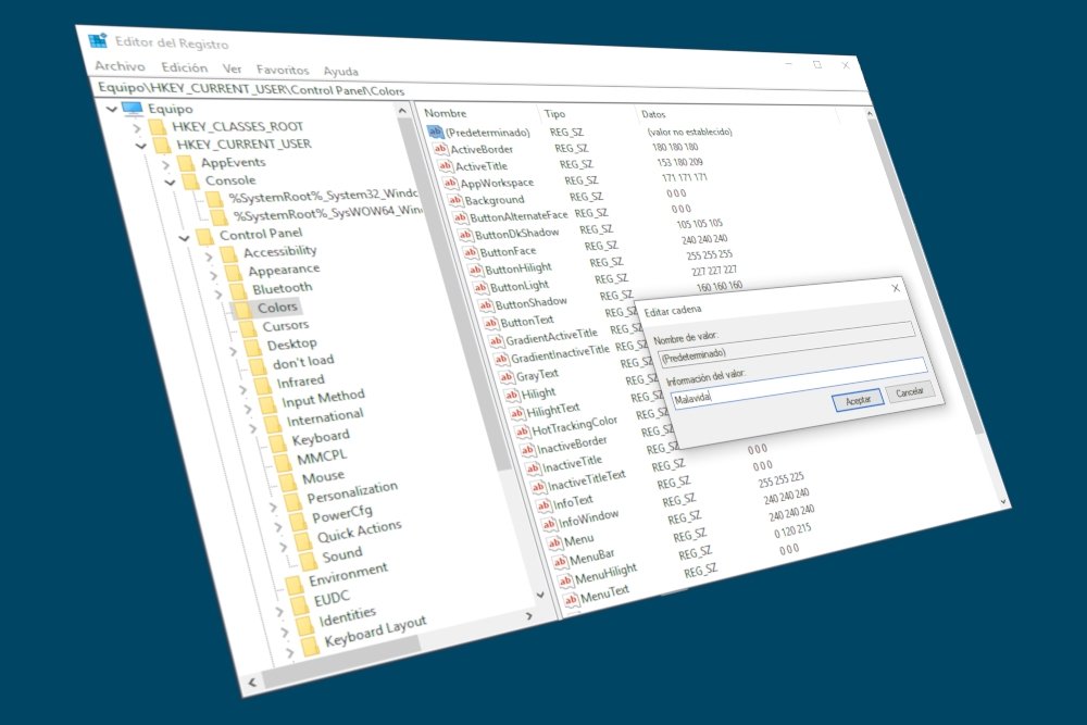 Vista del editor de registro de Windows