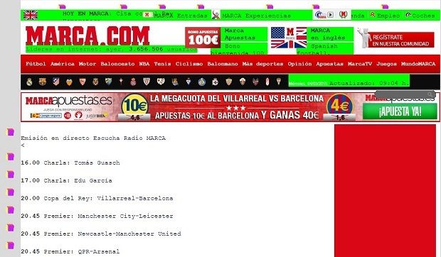 Noticias deportivas en modo retro