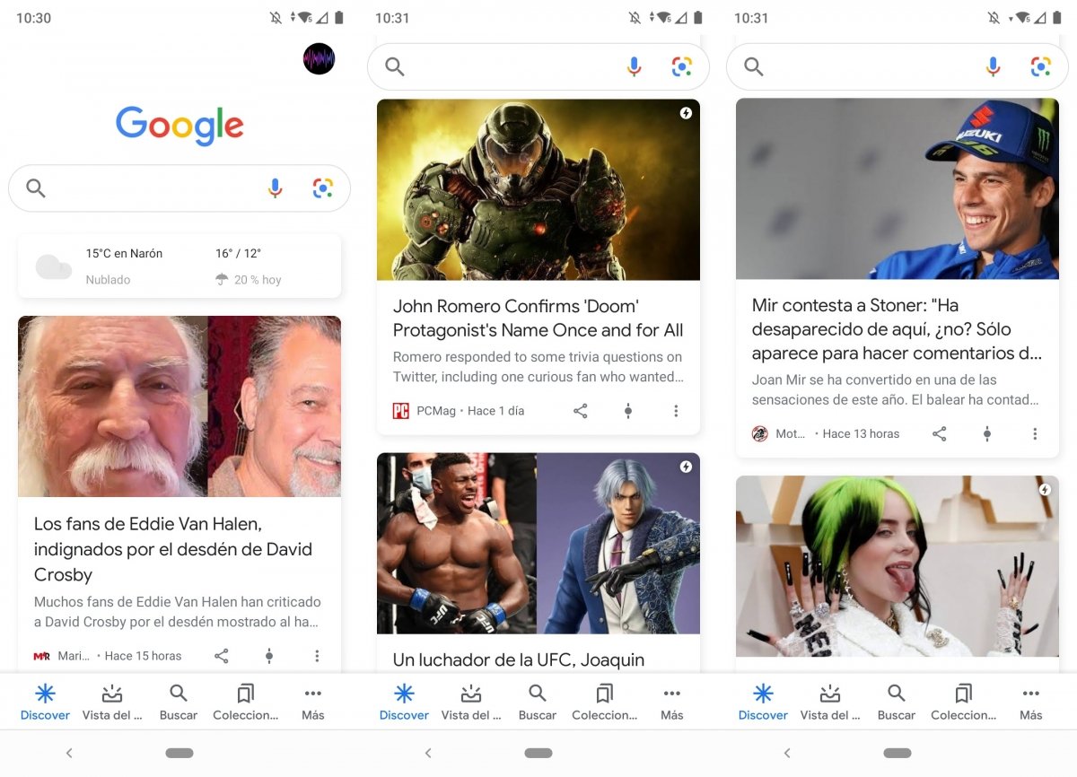 Noticias personalizadas en Google Discover