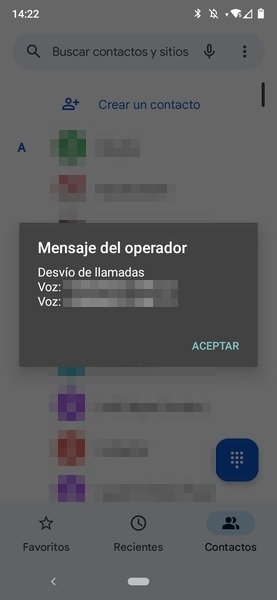 Número del desvío de llamadas de voz