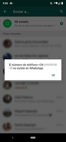 Número no presente en WhatsApp
