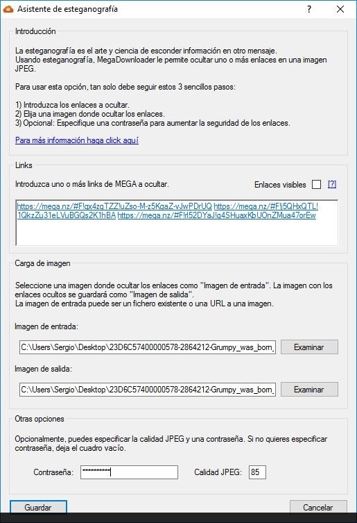 Ocultar enlaces usando esteganografía