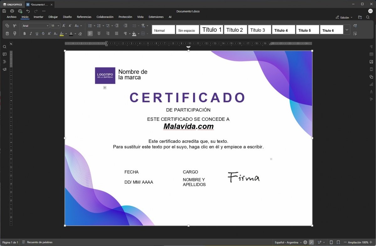 OnlyOffice es una suite gratuita con buena compatibilidad con Word, Excel y PowerPoint