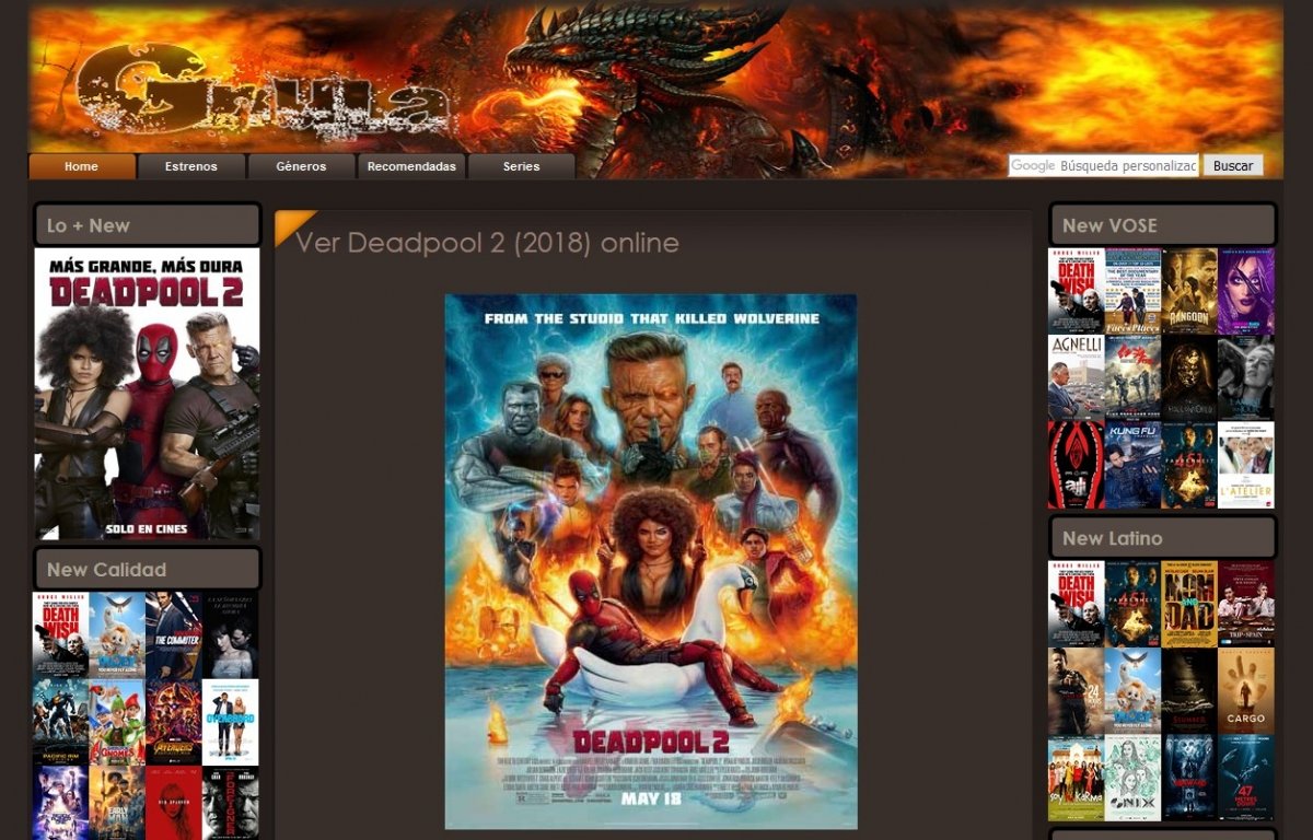 Opción para ver Deadpool 2 en Gnula