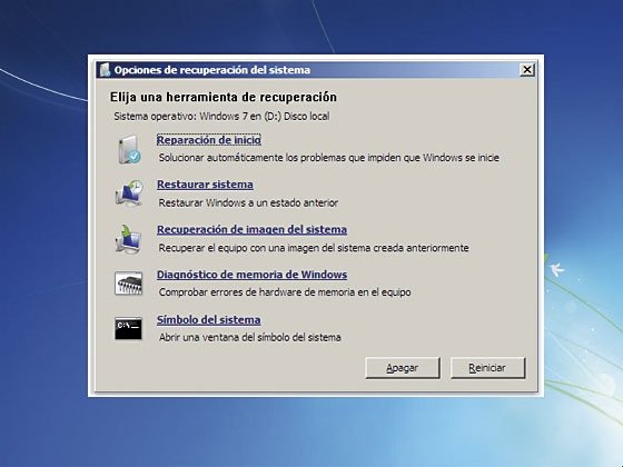 Opciones de recuperación del sistema