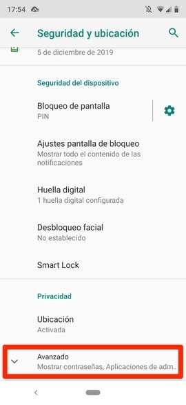 Opciones de seguridad avanzadas