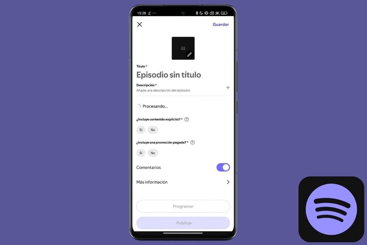 Página para publicar un nuevo episodio de un podcast en Spotify