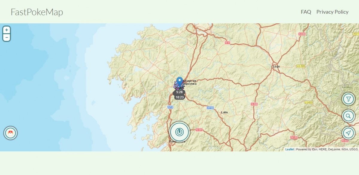 Página principal de FastPokeMap