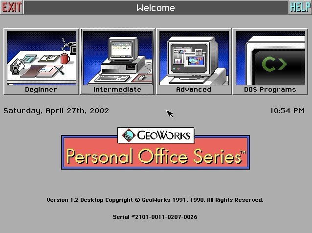 Pantalla de bienvenida de GEOS