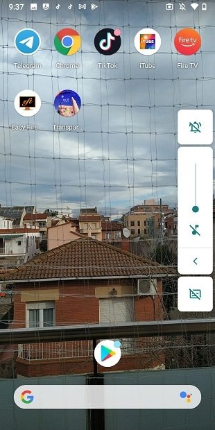 Pantalla de inicio con el fondo transparente