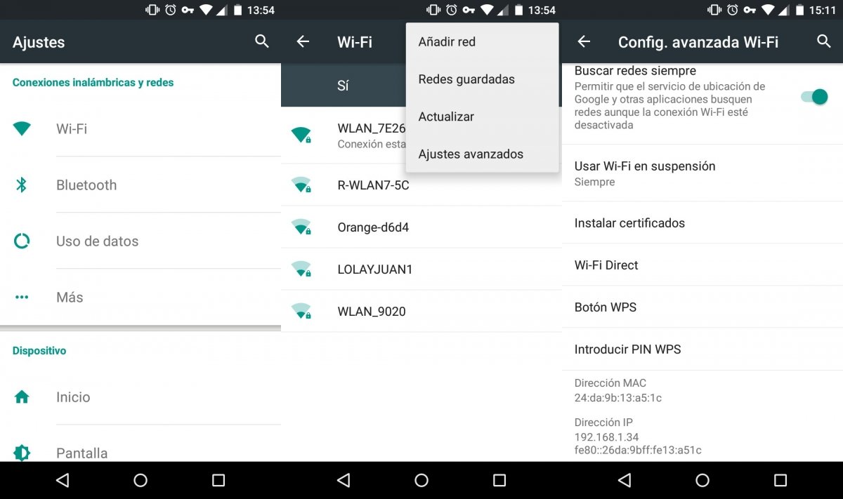 Para saber la dirección MAC en Android hay que entrar en los ajustes