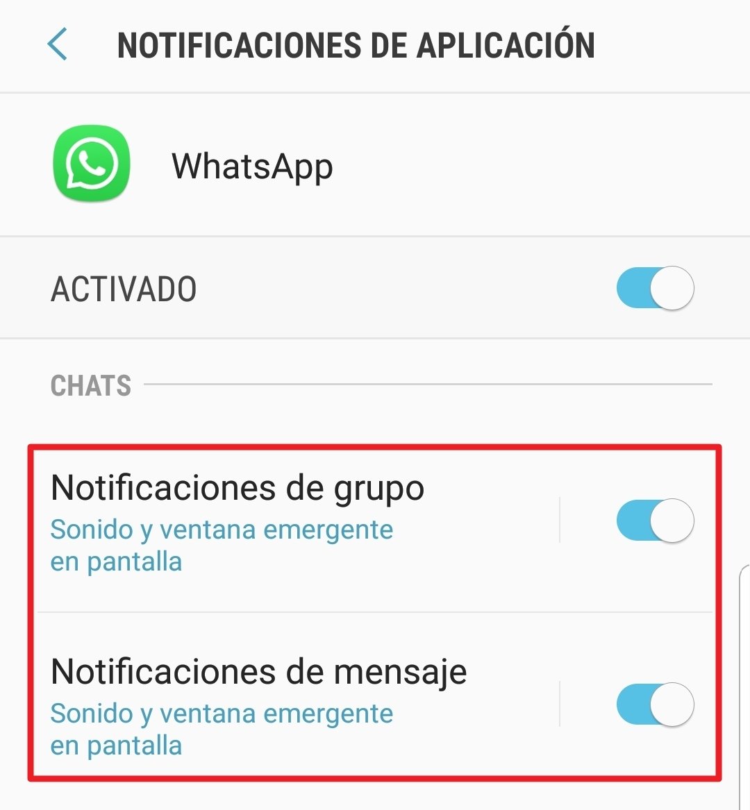 Para seguir recibiendo mensajes hay que configurar ambas notificaciones