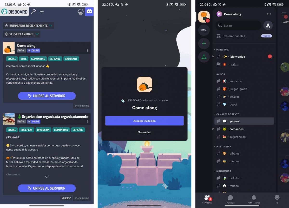 Para unirse a un servidor de Discord es necesario recibir una invitación