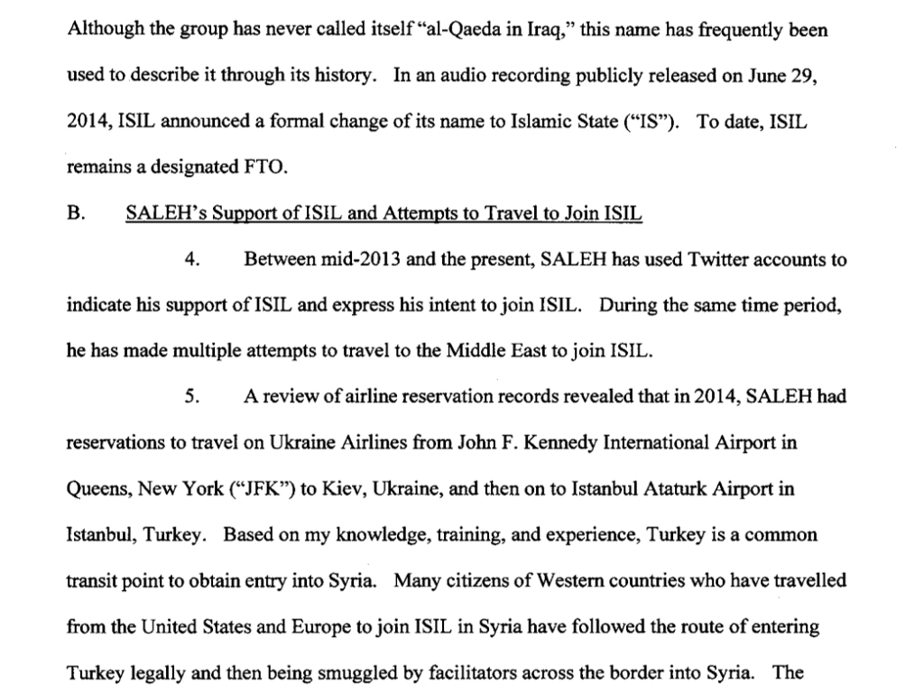 Párrafo del texto judicial que evidencia la contínua propaganda de ideas pro-ISIS