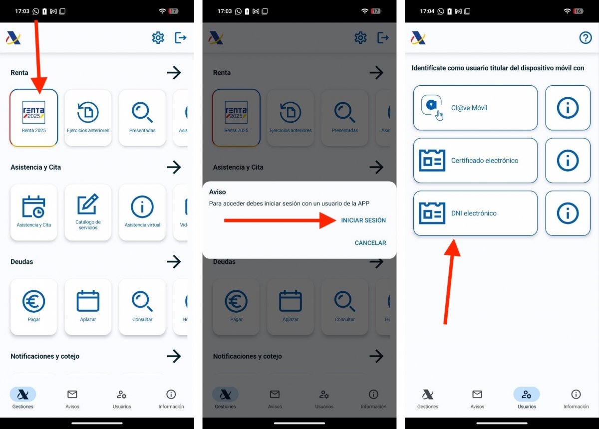 Pasos para acceder a la RENTA 2025 desde la app de la AEAT
