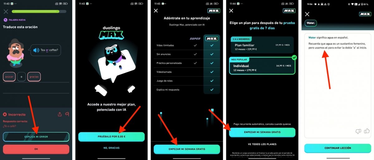 Pasos para activar Duolingo Max aunque no aparezca el icono de la pesas en la barra inferior