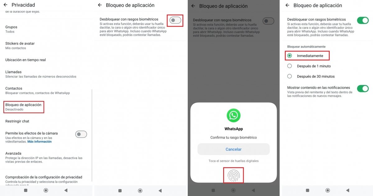 Pasos para activar el bloqueo biométrico en WhatsApp