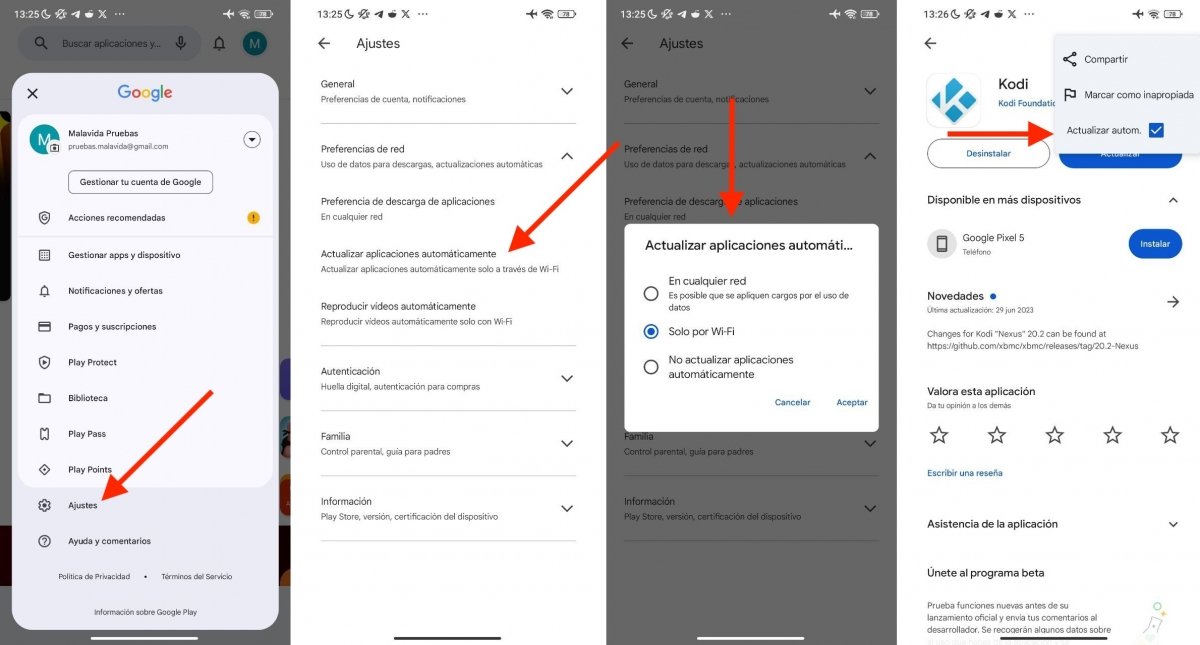 Pasos para activar las actualizaciones automáticas en Google Play y, específicamente, con Kodi