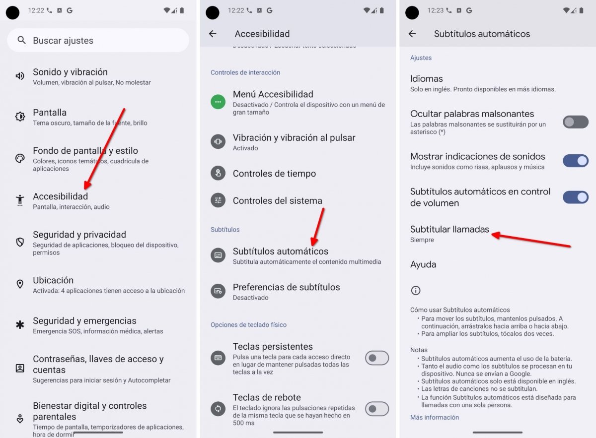 Pasos para activar los subtítulos en directo en un Google Pixel