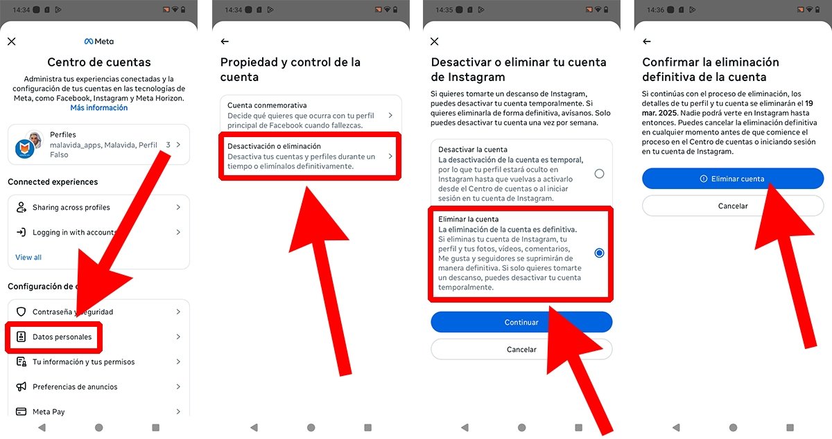 Pasos para borrar una cuenta de Instagram para siempre desde el Centro de cuentas de Meta