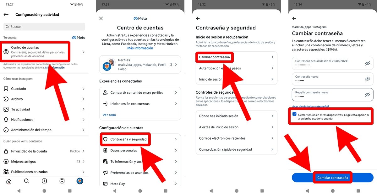 Pasos para cambiar la contraseña de Instagram