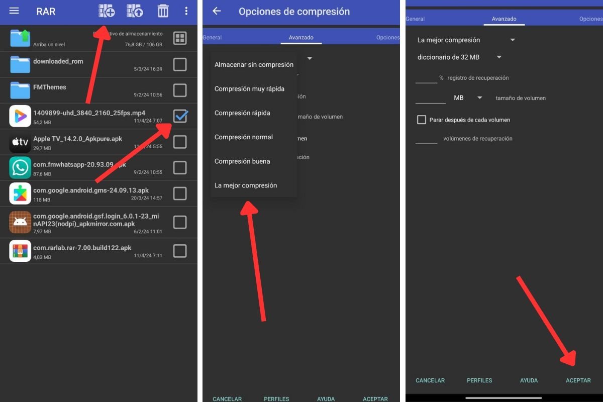 Pasos para comprimir un archivo en Android