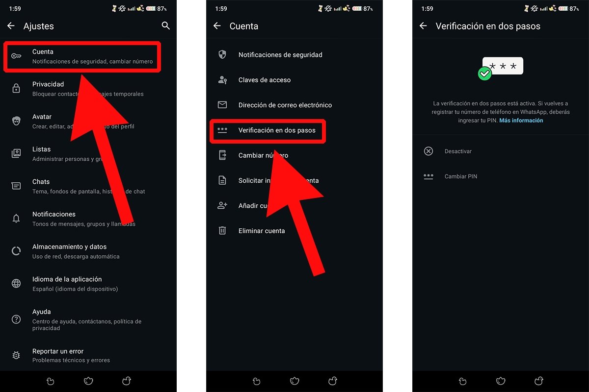 Pasos para configurar el PIN de WhatsApp desde el menú de ajustes de la app