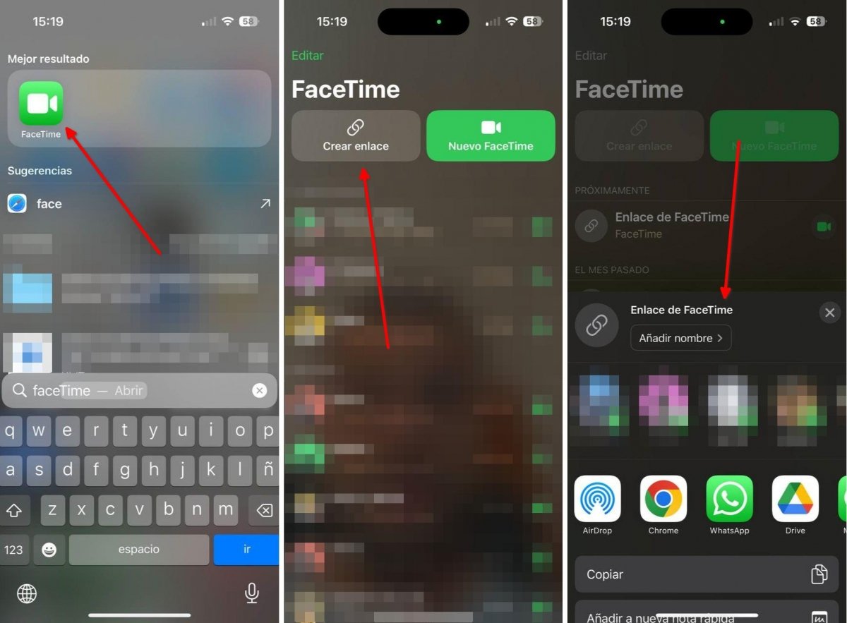 Pasos para crear un enlace de FaceTime