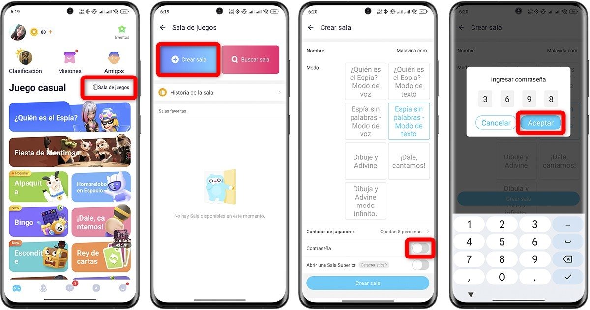 Pasos para crear una sala privada en WePlay