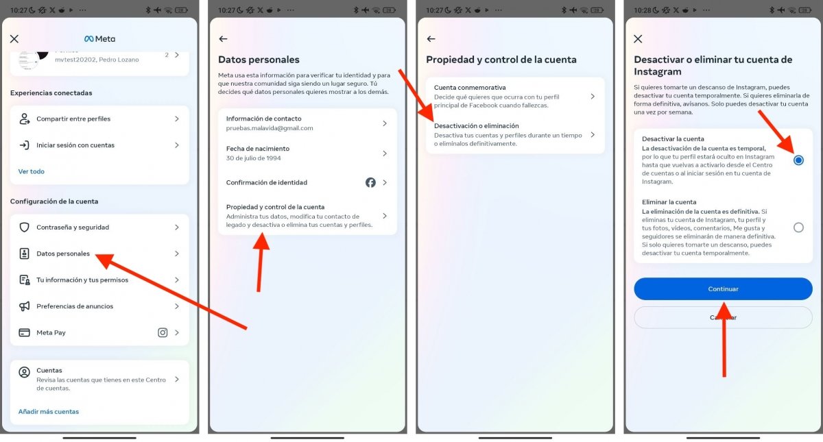 Pasos para desactivar la cuenta de Instagram desde su aplicación para Android