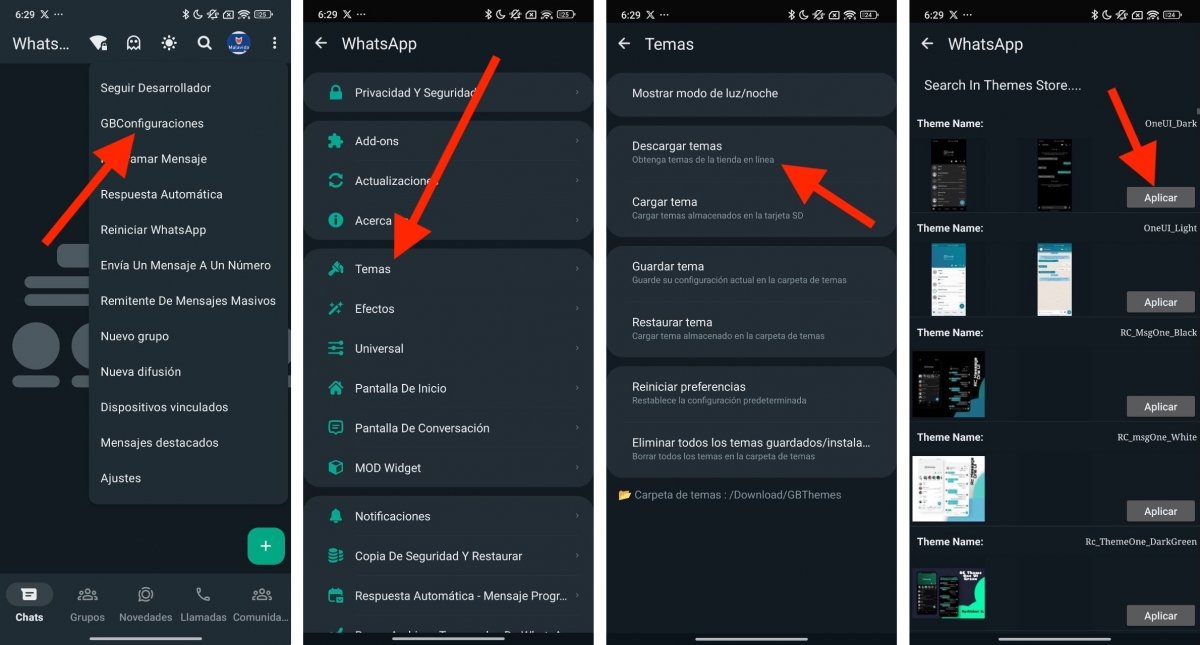 Pasos para descargar temas en GBWhatsApp