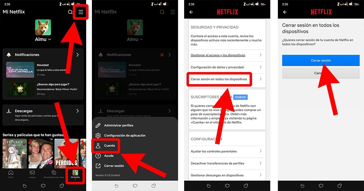 Pasos para desloguearte de Netflix en todos los dispositivos desde la app oficial