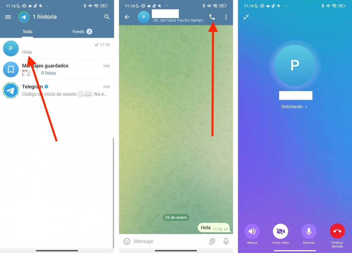 Pasos para hacer una llamada de voz en Telegram