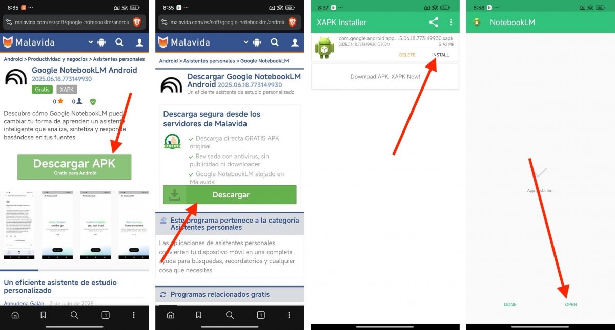 Pasos para instalar NotebookLM con descarga segura desde Malavida