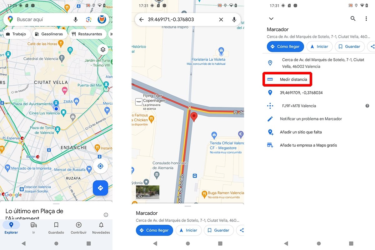 Pasos para medir distancias en Google Maps desde un dispositivo Android