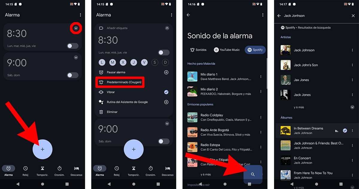 Pasos para poner una canción de Spotify como alarma del despertador