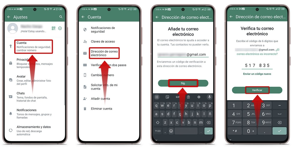 Pasos para recibir el código de verificación de WhatsApp por email