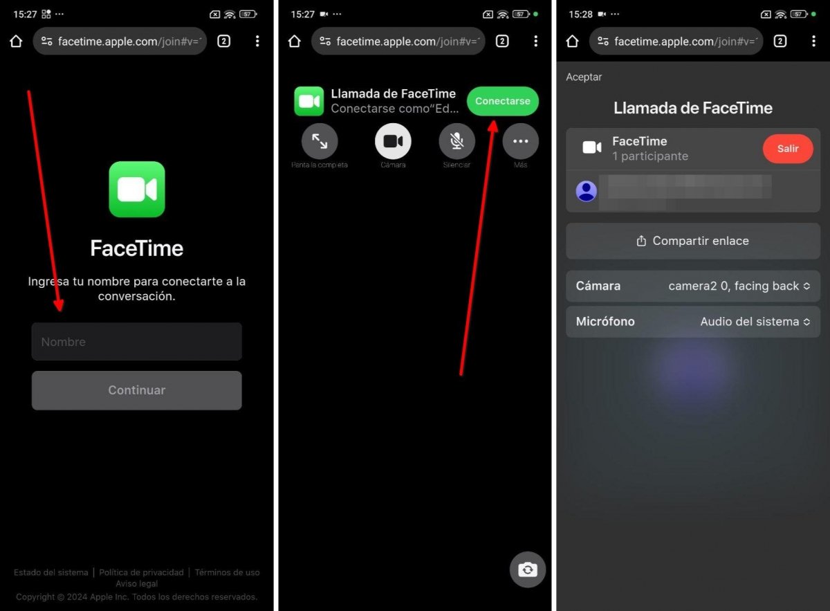 Pasos para unirse a una llamada de FaceTime desde Android