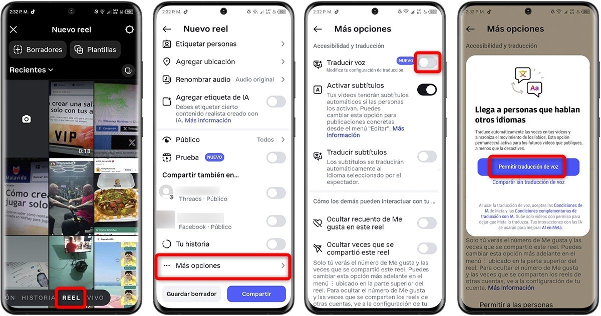 Pasos para usar el doblaje con IA en tus reels de Instagram y Facebook