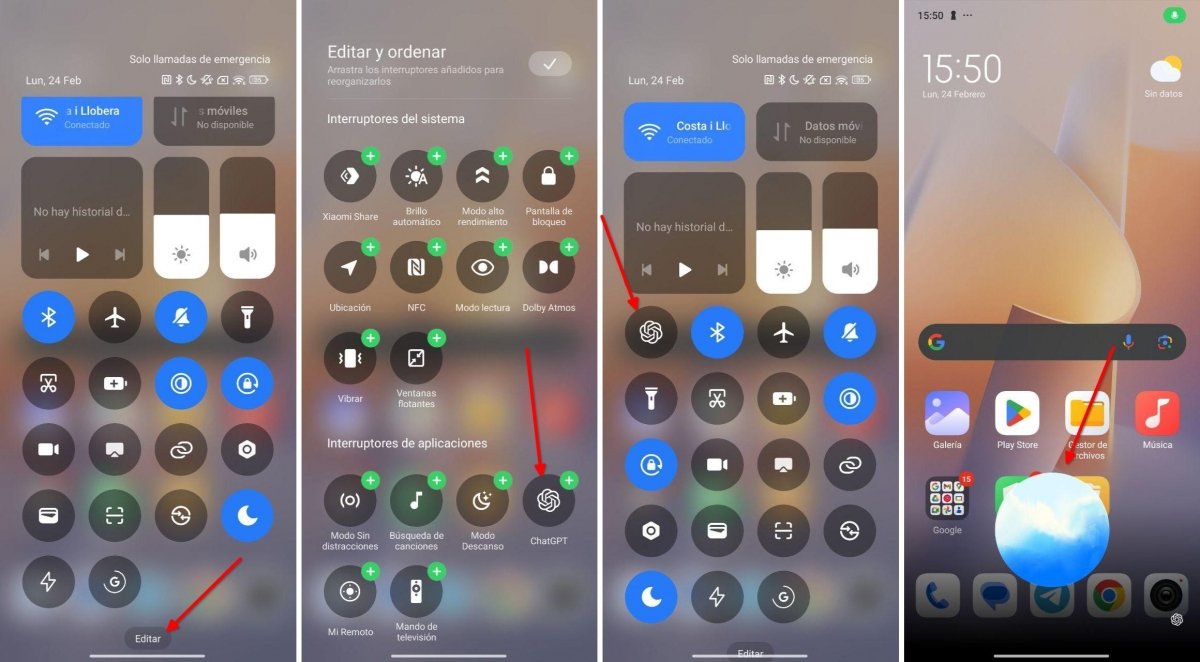 Pasos para utilizar ChatGPT como asistente desde el panel de ajustes rápidos de Android