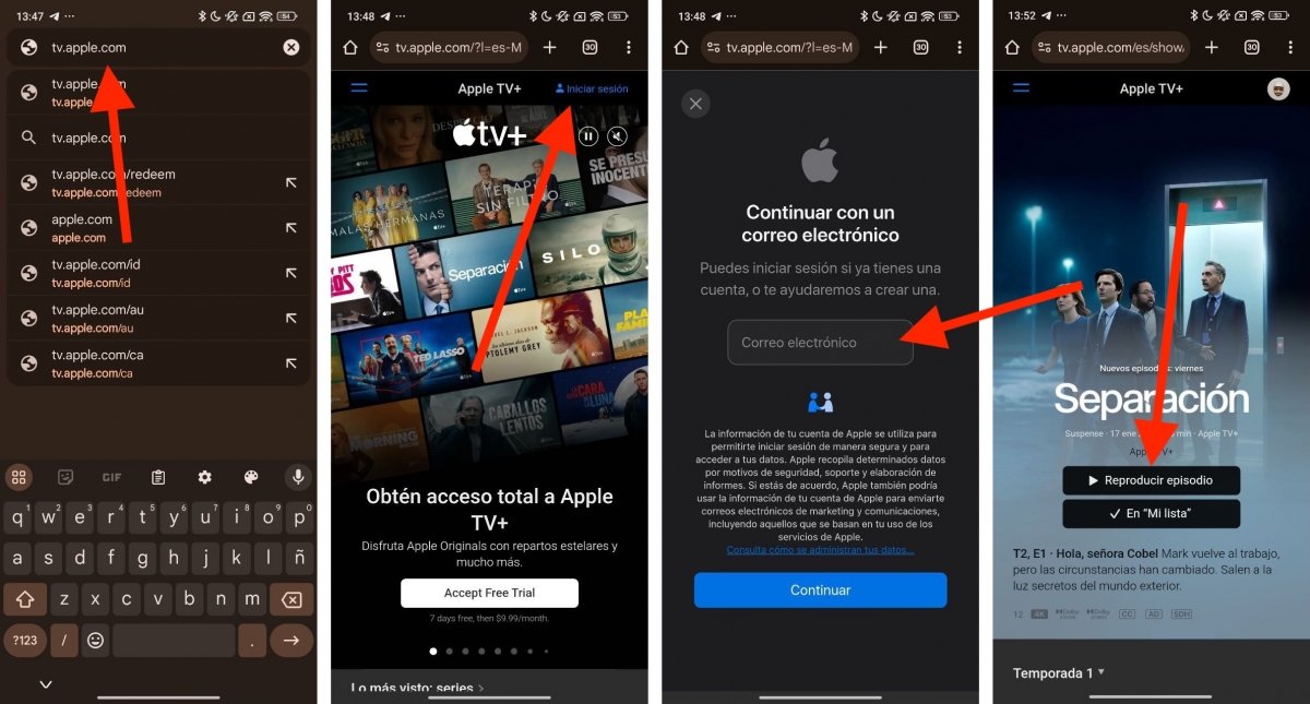 Pasos para ver Apple TV en Android desde el navegador