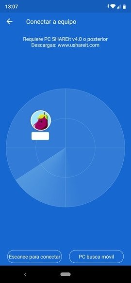 PC encontrado por SHAREit en Android